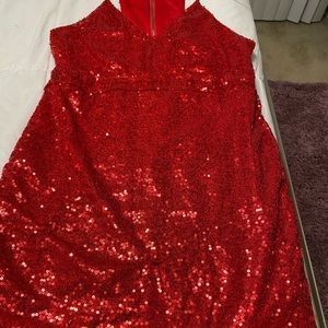 Red sequins dress